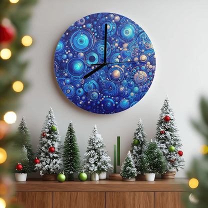 Dark Blue Rhapsody MDF Wall Clock (Made in USA) - Gregg Acini Adoree Designs - Wall Clock