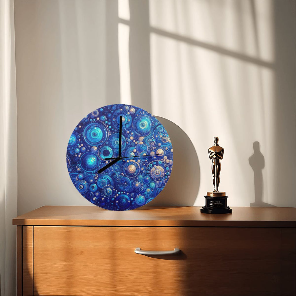 Dark Blue Rhapsody MDF Wall Clock (Made in USA) - Gregg Acini Adoree Designs - Wall Clock