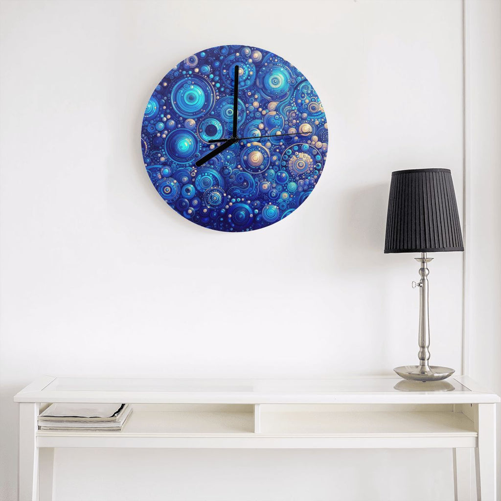 Dark Blue Rhapsody MDF Wall Clock (Made in USA) - Gregg Acini Adoree Designs - Wall Clock