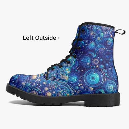 Dark Blue Rhapsody Trendy Leather Boots - Gregg Acini Adoree Designs - Boots