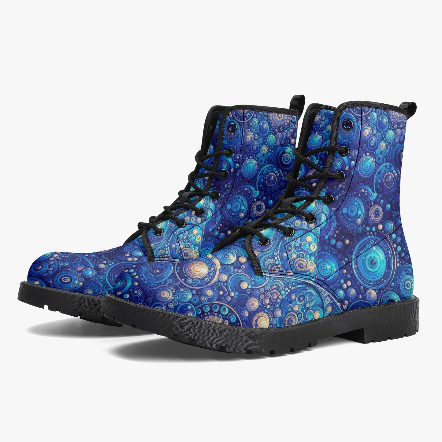 Dark Blue Rhapsody Trendy Leather Boots - Gregg Acini Adoree Designs - Boots