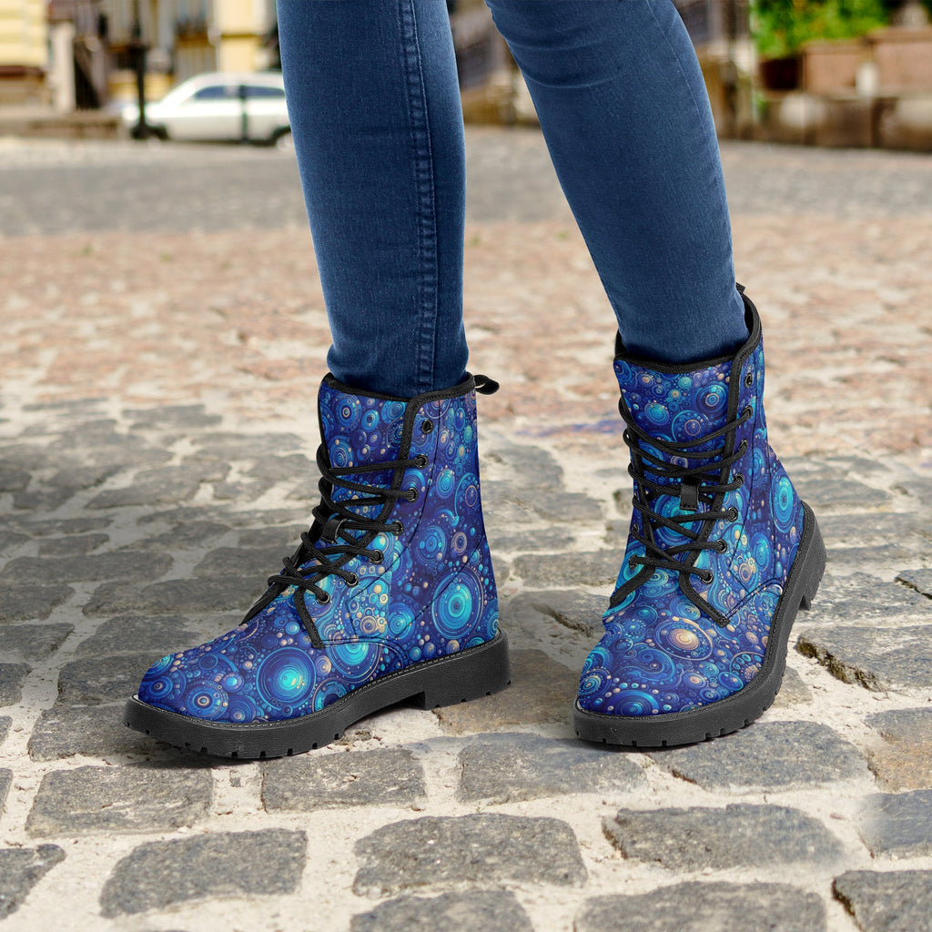 Dark Blue Rhapsody Trendy Leather Boots - Gregg Acini Adoree Designs - Boots