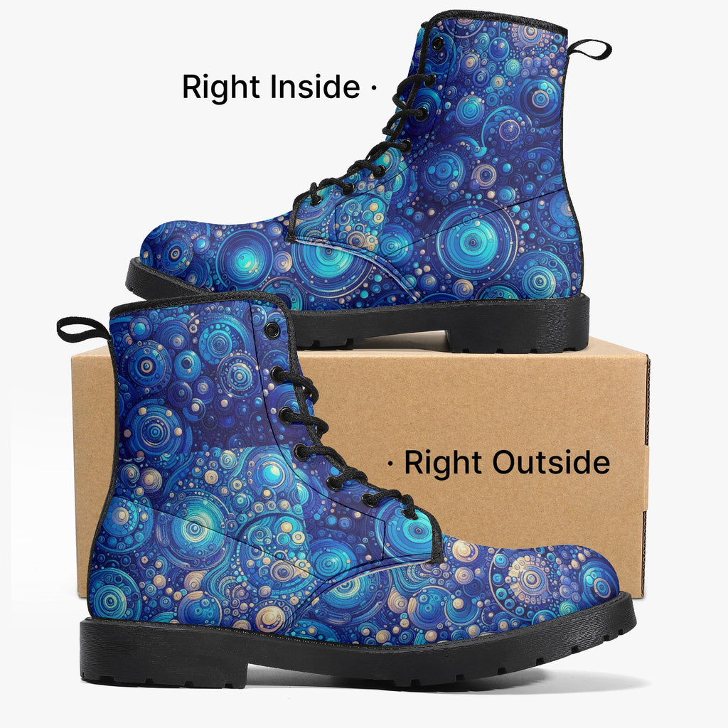 Dark Blue Rhapsody Trendy Leather Boots - Gregg Acini Adoree Designs - Boots