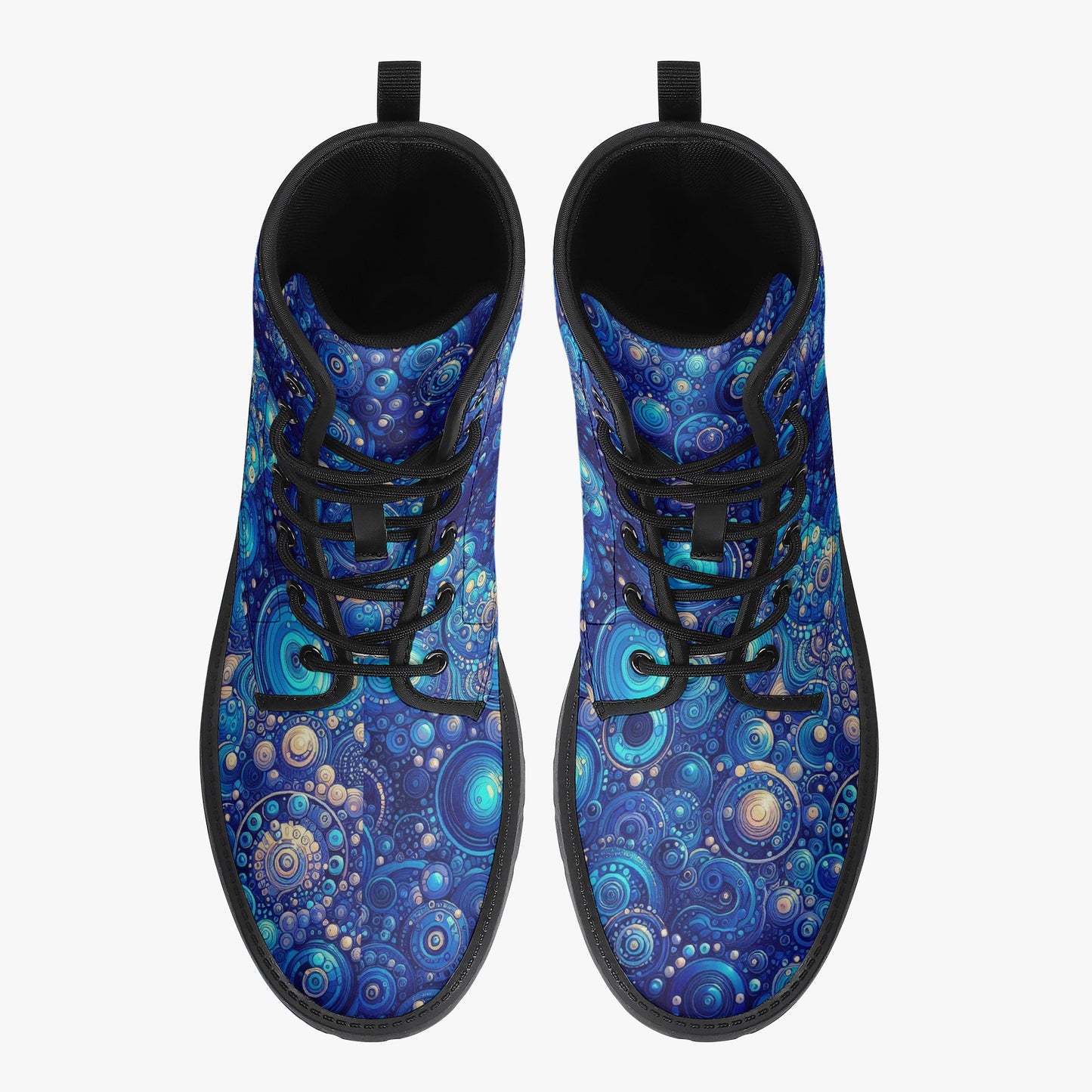 Dark Blue Rhapsody Trendy Leather Boots - Gregg Acini Adoree Designs - Boots