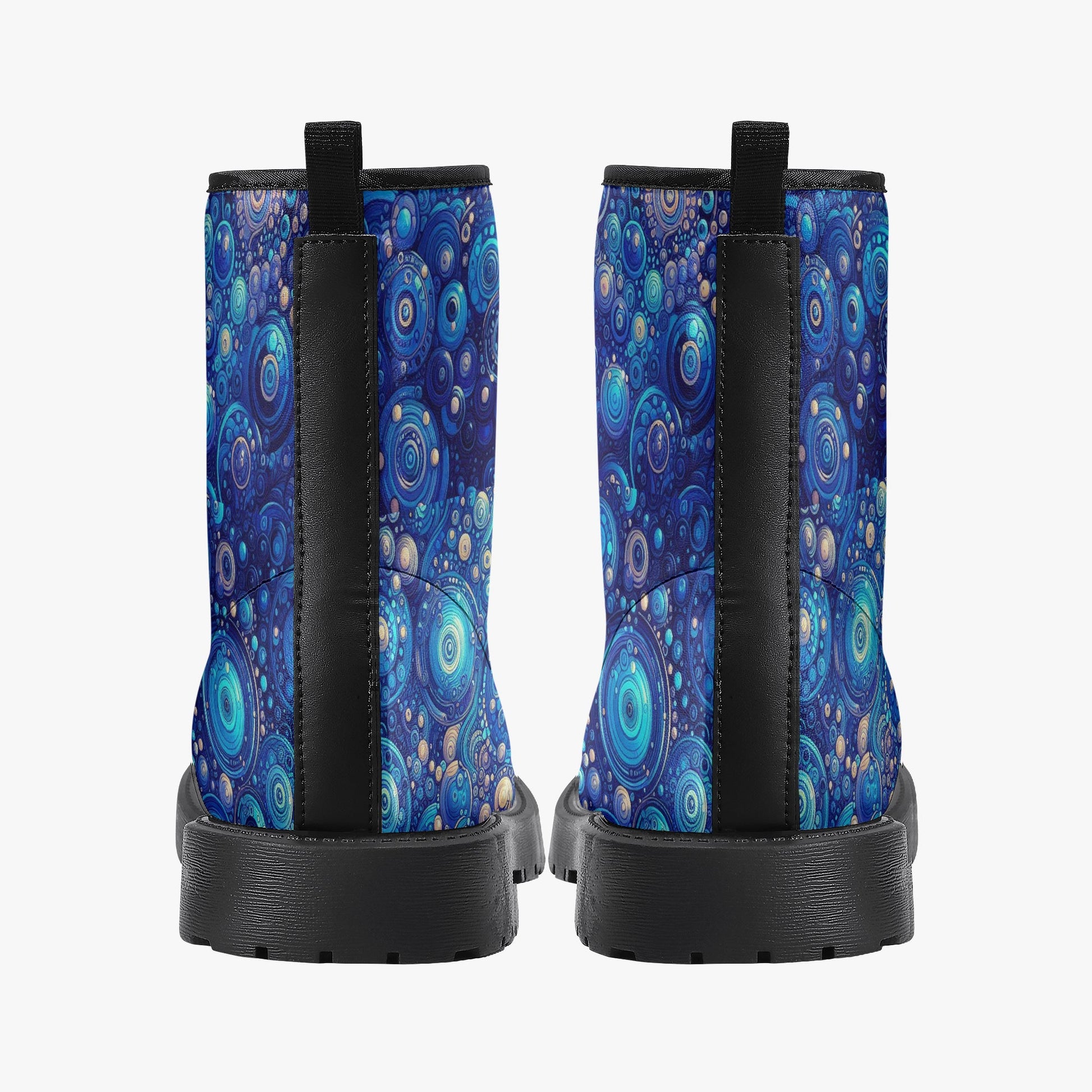 Dark Blue Rhapsody Trendy Leather Boots - Gregg Acini Adoree Designs - Boots