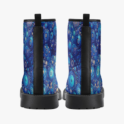 Dark Blue Rhapsody Trendy Leather Boots - Gregg Acini Adoree Designs - Boots