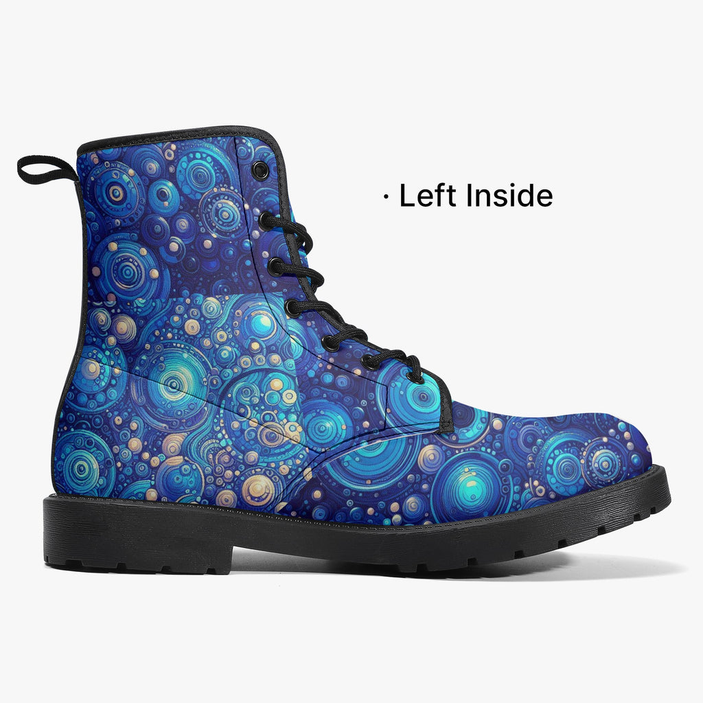 Dark Blue Rhapsody Trendy Leather Boots - Gregg Acini Adoree Designs - Boots