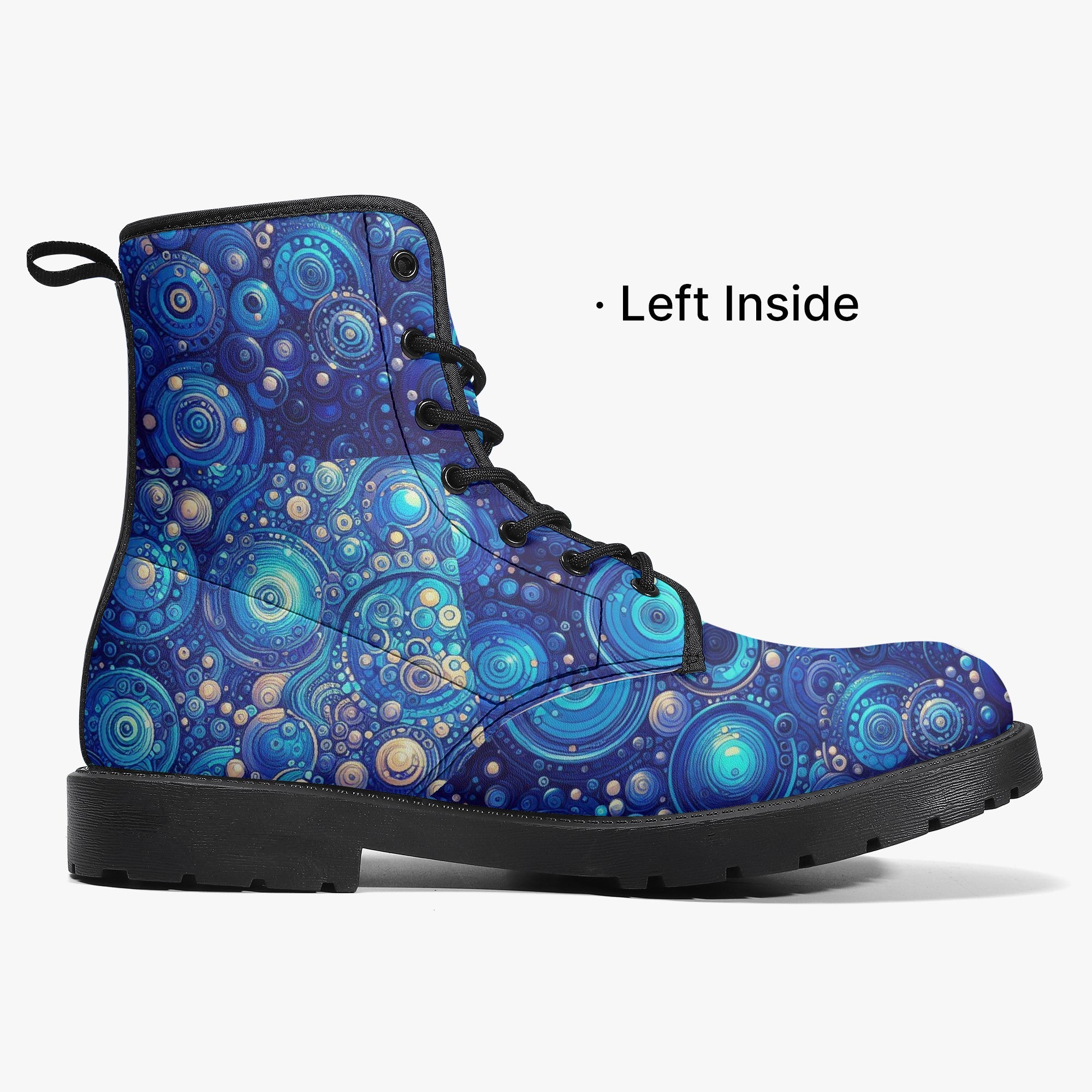 Dark Blue Rhapsody Trendy Leather Boots - Gregg Acini Adoree Designs - Boots