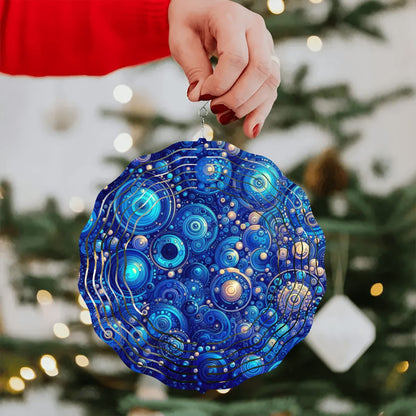 Dark Blue Rhapsody Wind Spinner 3D Metal Hanging Ornament (Made in USA) - Gregg Acini Adoree Designs - Garden Decor