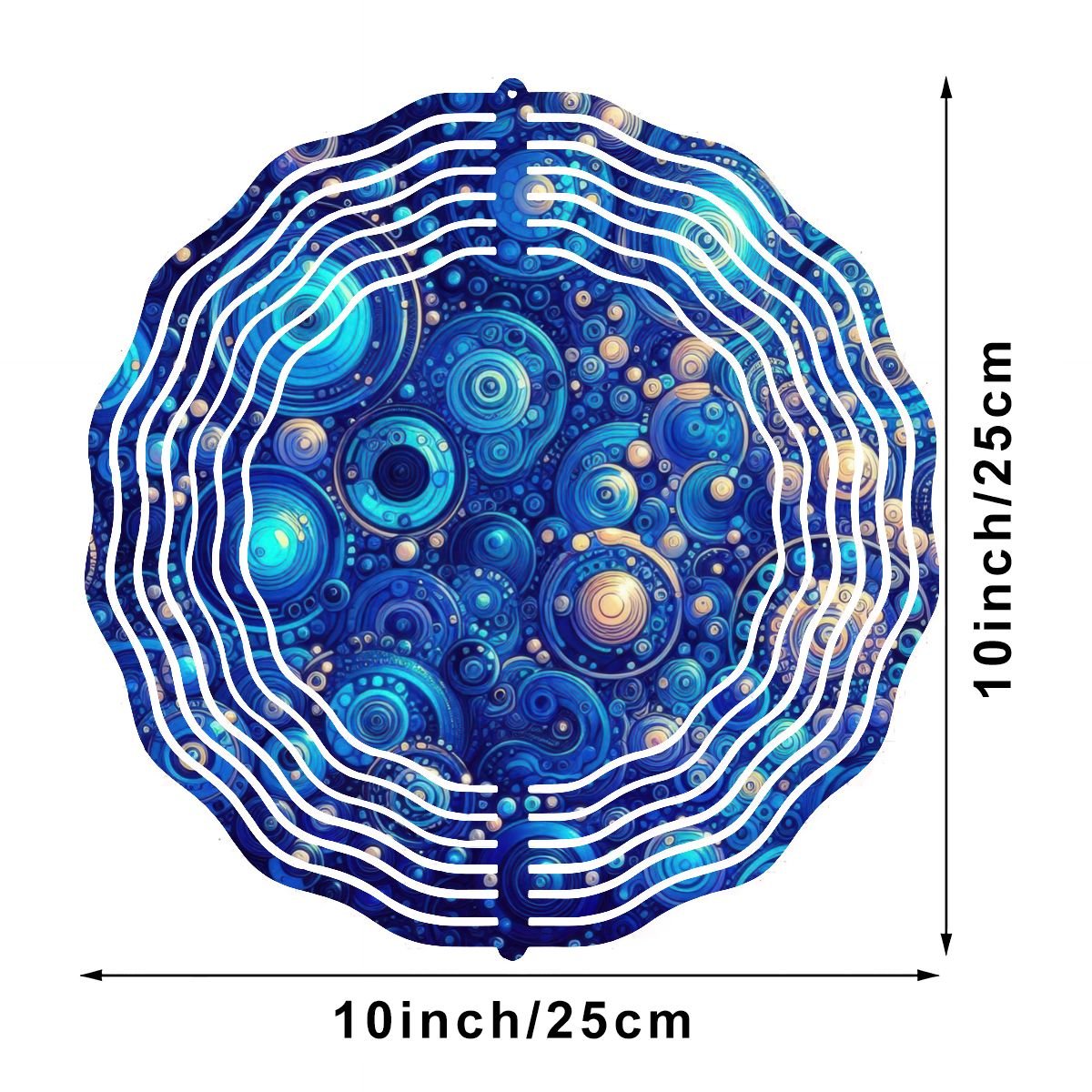 Dark Blue Rhapsody Wind Spinner 3D Metal Hanging Ornament (Made in USA) - Gregg Acini Adoree Designs - Garden Decor