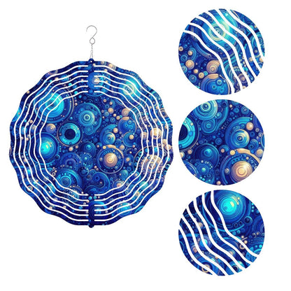 Dark Blue Rhapsody Wind Spinner 3D Metal Hanging Ornament (Made in USA) - Gregg Acini Adoree Designs - Garden Decor