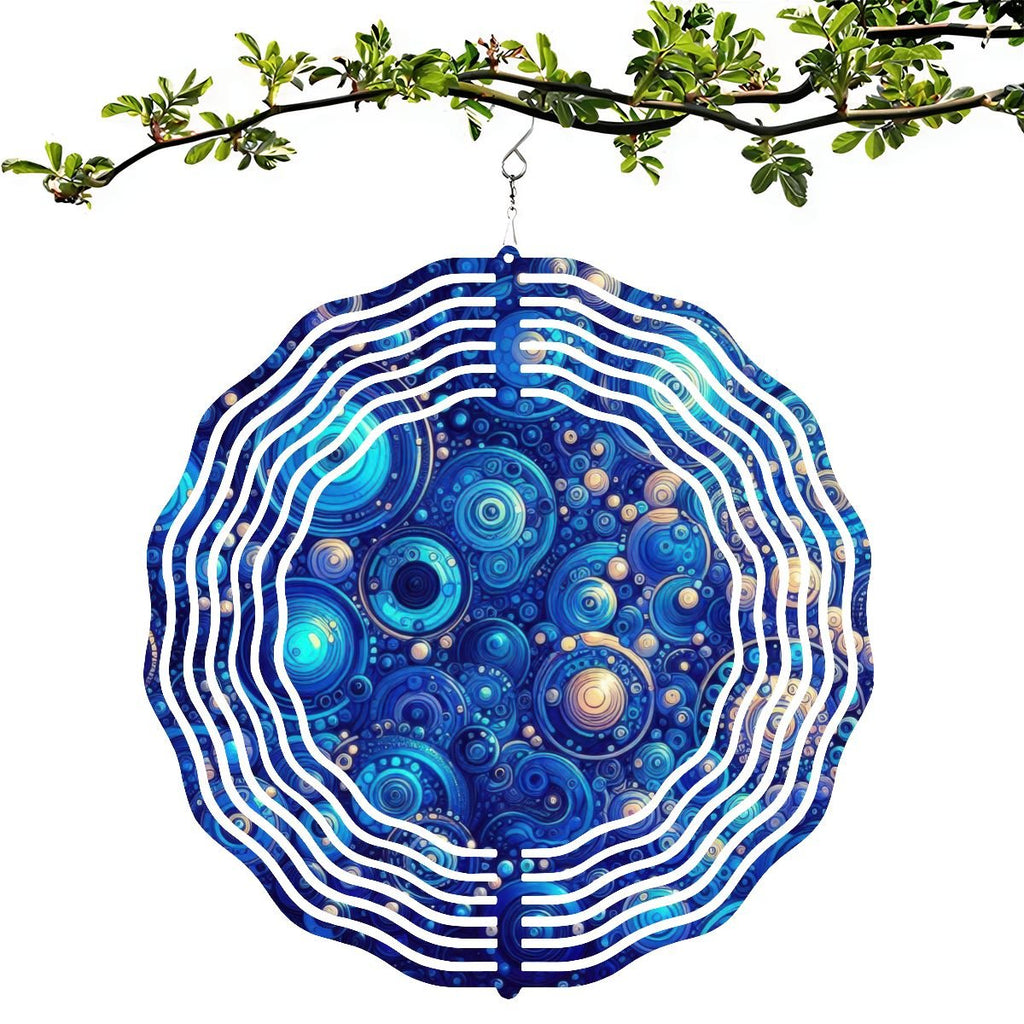 Dark Blue Rhapsody Wind Spinner 3D Metal Hanging Ornament (Made in USA) - Gregg Acini Adoree Designs - Garden Decor
