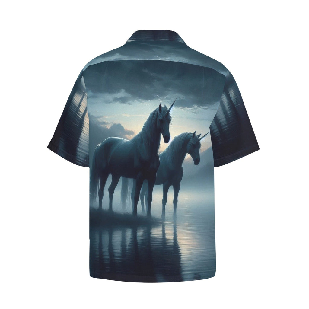 Dark Unicorns Hawaiian Shirt with Chest Pocket & Merged Design - Gregg Acini Adoree Designs - Button Down Shirt