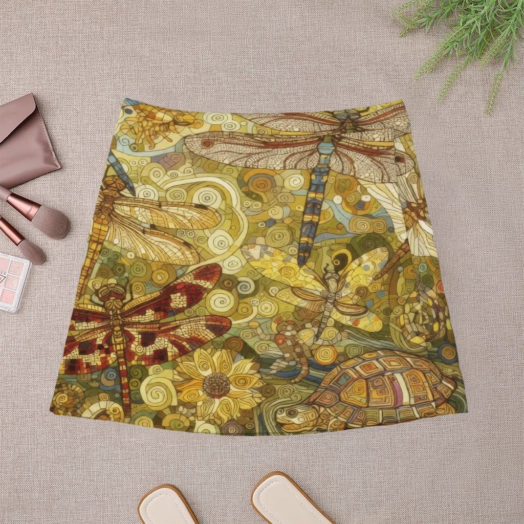 Yellow Dragonflies Mini Skirt