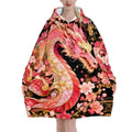 Pink and Gold Sakura Dragon Blanket Hoodie