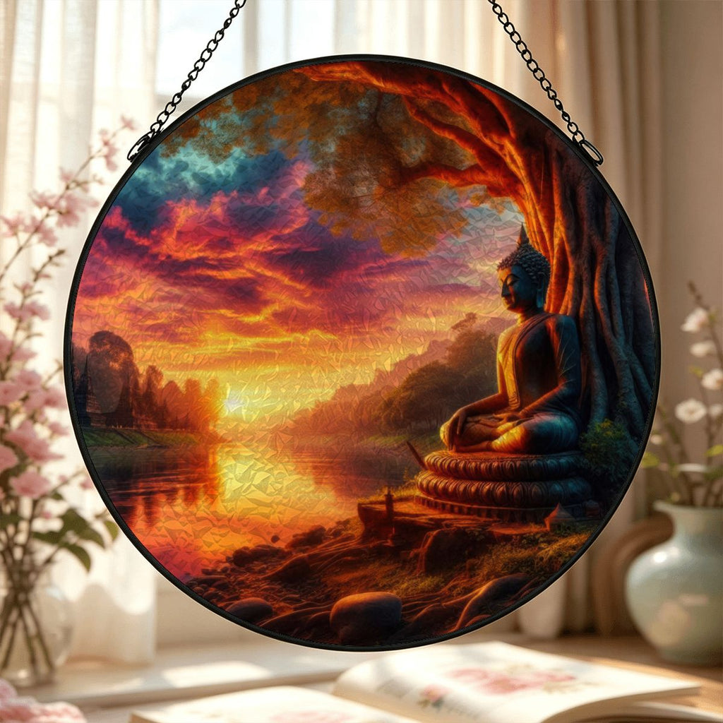 Tranquility Stained Glass Effect Suncatcher Window Hanging (Made in USA)