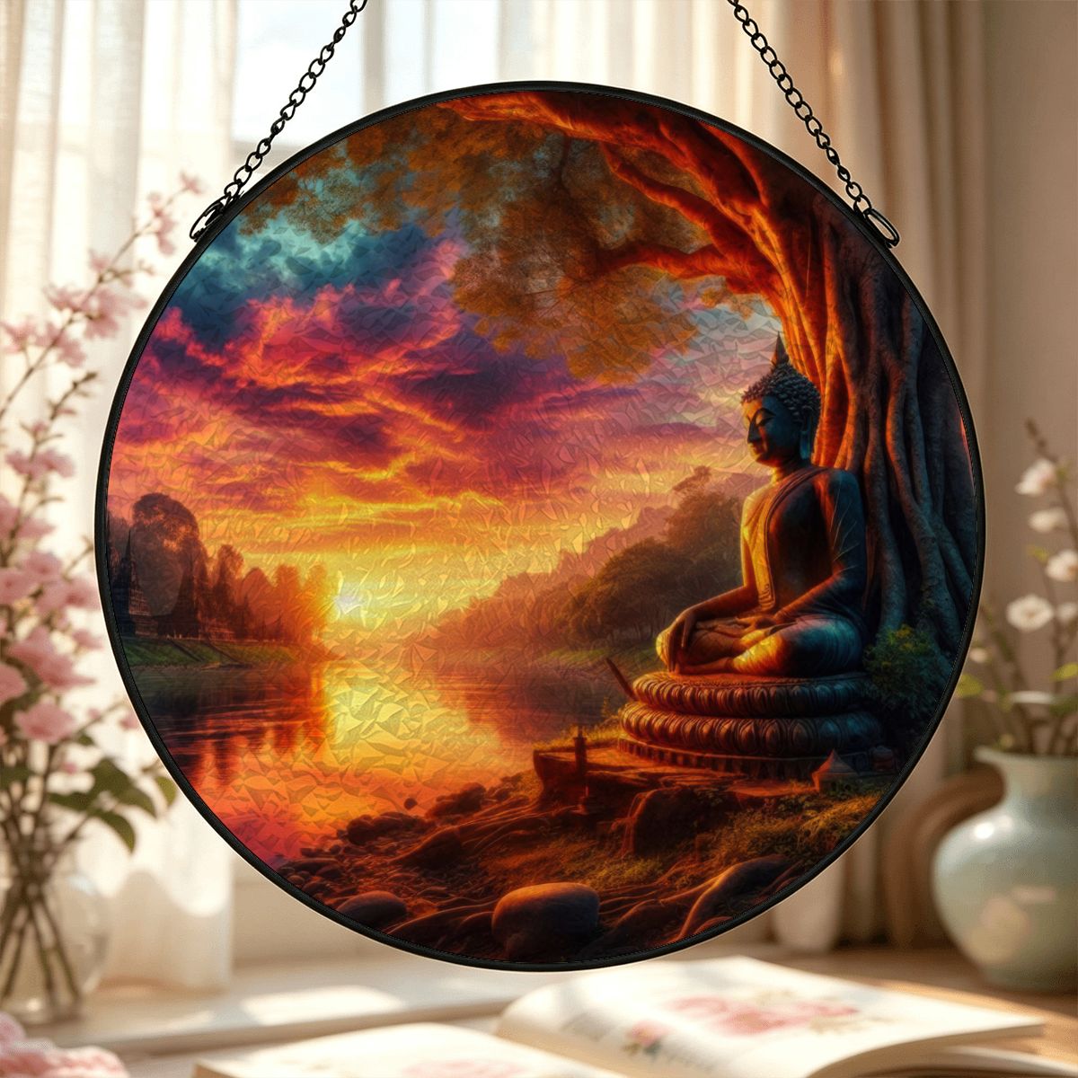 Tranquility Stained Glass Effect Suncatcher Window Hanging (Made in USA)