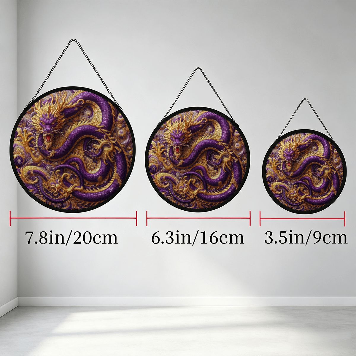 Purple Dragon Stained Glass Effect Suncatcher Window Hanging (Made in USA)