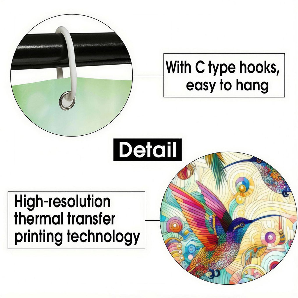 Tropical Hummingbirds Shower Curtain 70.8"x70.8" (Made in USA)