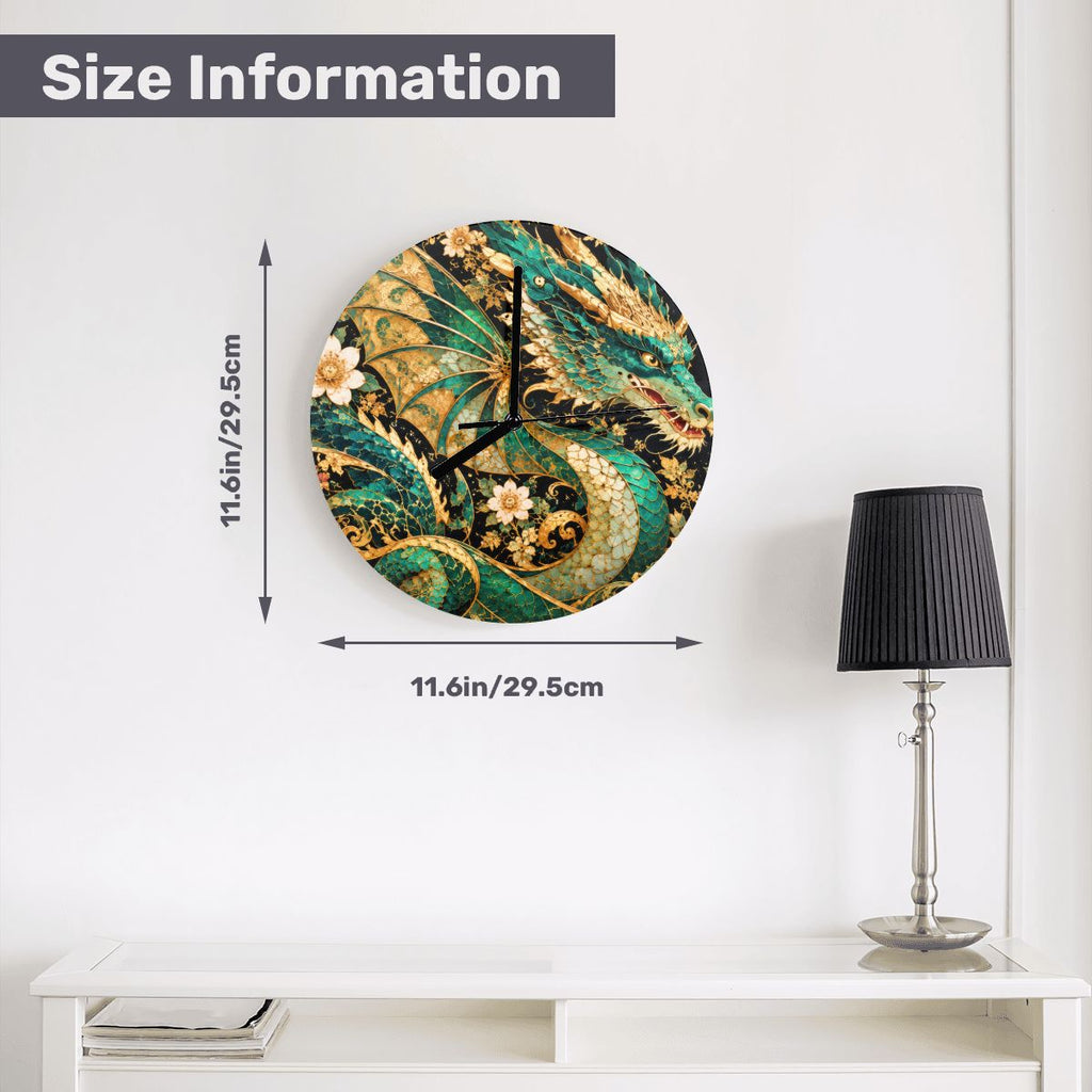 Gilded Jade Dragon MDF Wall Clock | Made in USA