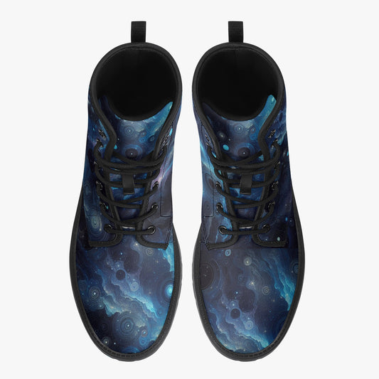 Deep Blue Space Trendy Leather Boots - Gregg Acini Adoree Designs - Boots