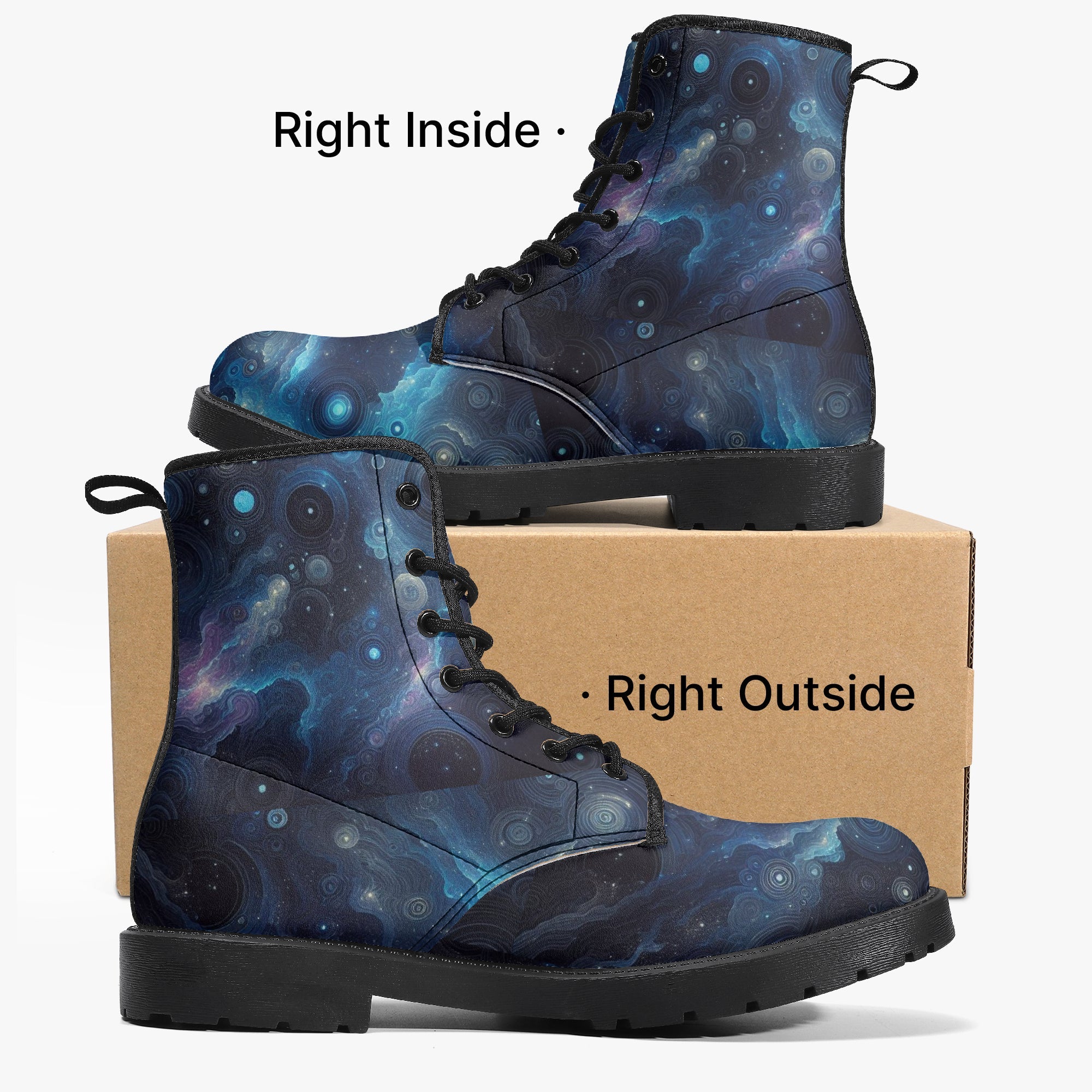 Deep Blue Space Trendy Leather Boots - Gregg Acini Adoree Designs - Boots