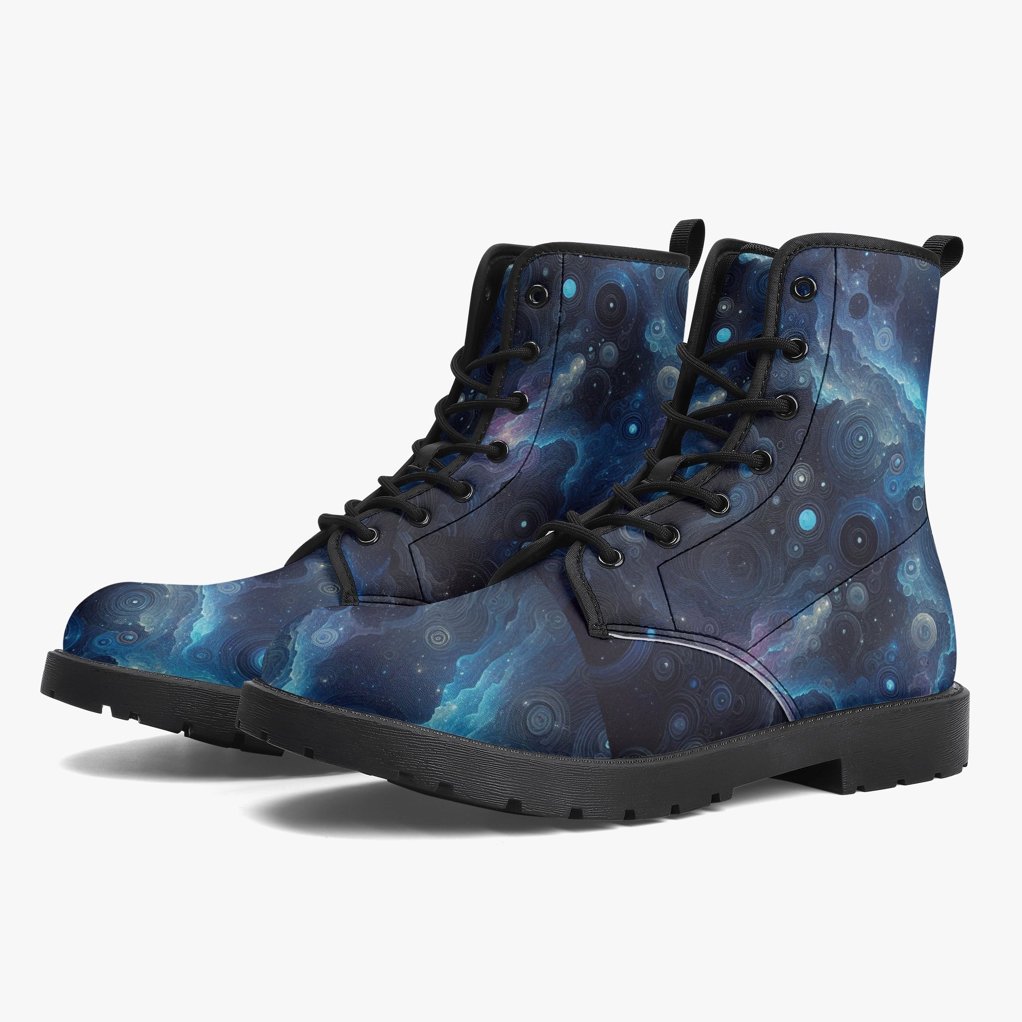 Deep Blue Space Trendy Leather Boots - Gregg Acini Adoree Designs - Boots