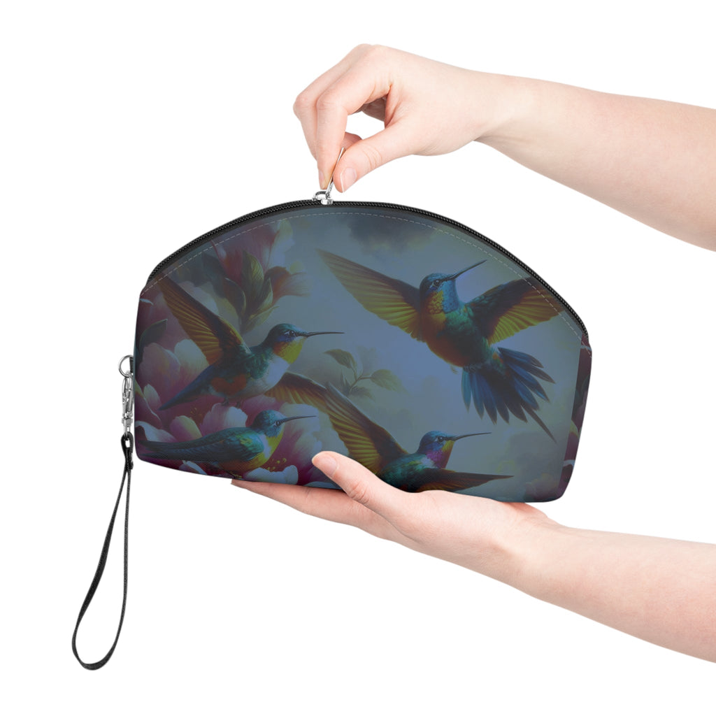 Deep Multicolor Hummingbirds Makeup Bag – Vibrant Cosmetic Pouch - Gregg Acini Adoree Designs - Bags