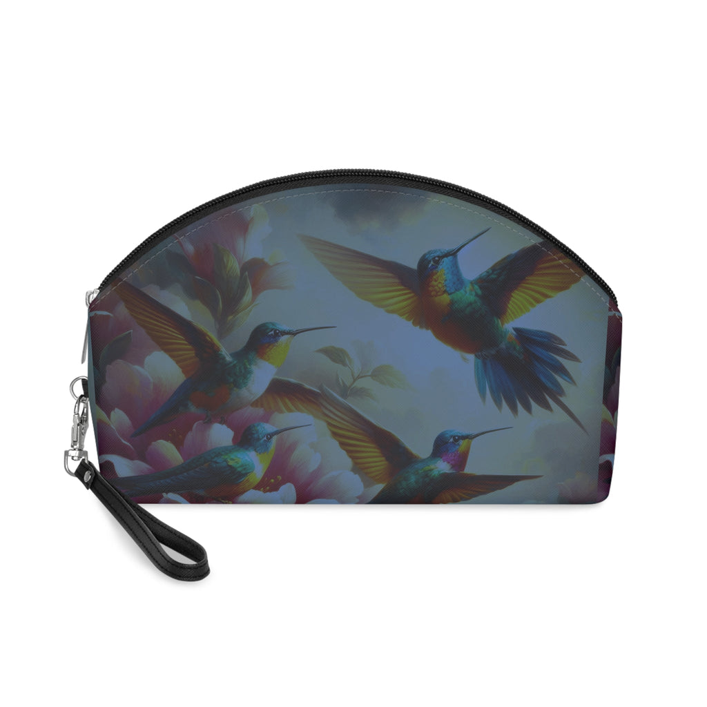 Deep Multicolor Hummingbirds Makeup Bag – Vibrant Cosmetic Pouch - Gregg Acini Adoree Designs - Bags