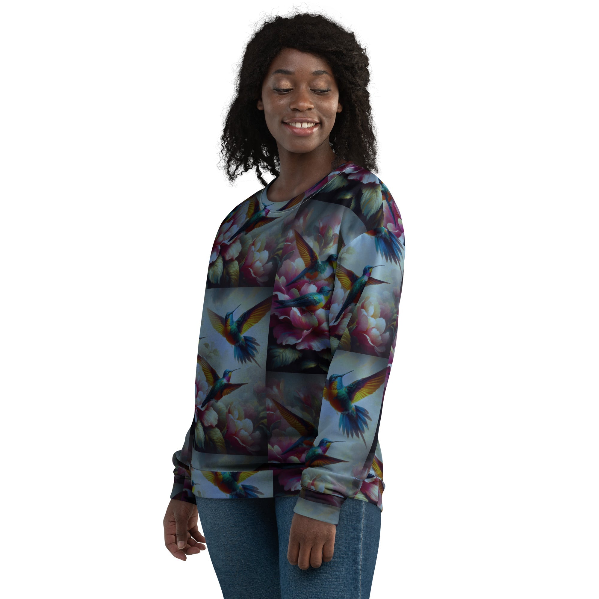 Deep Multicolor Hummingbirds Unisex Sweatshirt by Gregg Acini Adoree Designs - Gregg Acini Adoree Designs - Sweatshirt