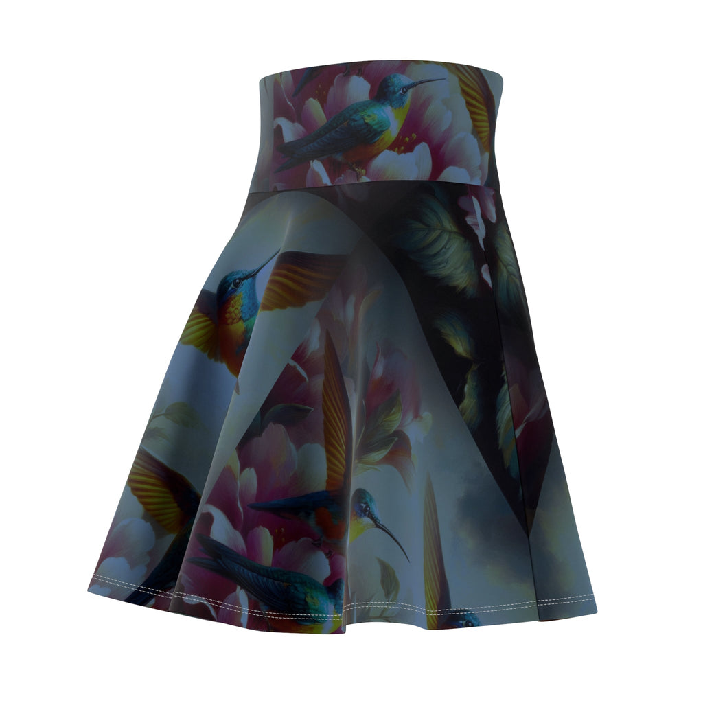 Deep Multicolor Hummingbirds Women's Skater Skirt - Nature - Inspired Fashion - Gregg Acini Adoree Designs - Skirt