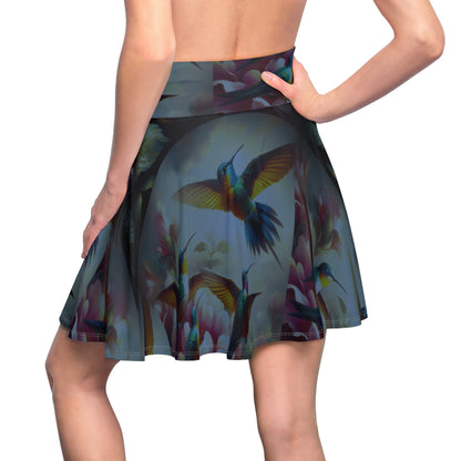 Deep Multicolor Hummingbirds Women's Skater Skirt - Nature - Inspired Fashion - Gregg Acini Adoree Designs - Skirt