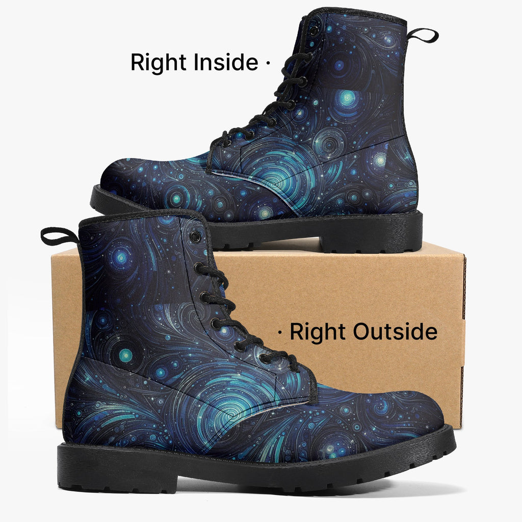 Deep Space Trendy Leather Boots - Gregg Acini Adoree Designs - Boots