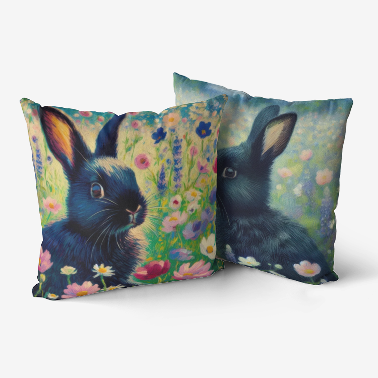 Black Rabbit Selfie Home Goods Premium Hypoallergenic Throw Pillow
