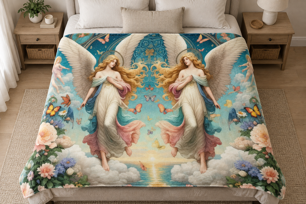 Divine Seraphim blanket on a bed