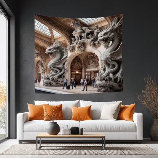 Dragon Central Station Lightweight Wall Tapestry (Fabric Wall Hanging - USA) - Gregg Acini Adoree Designs - Wall Coverings