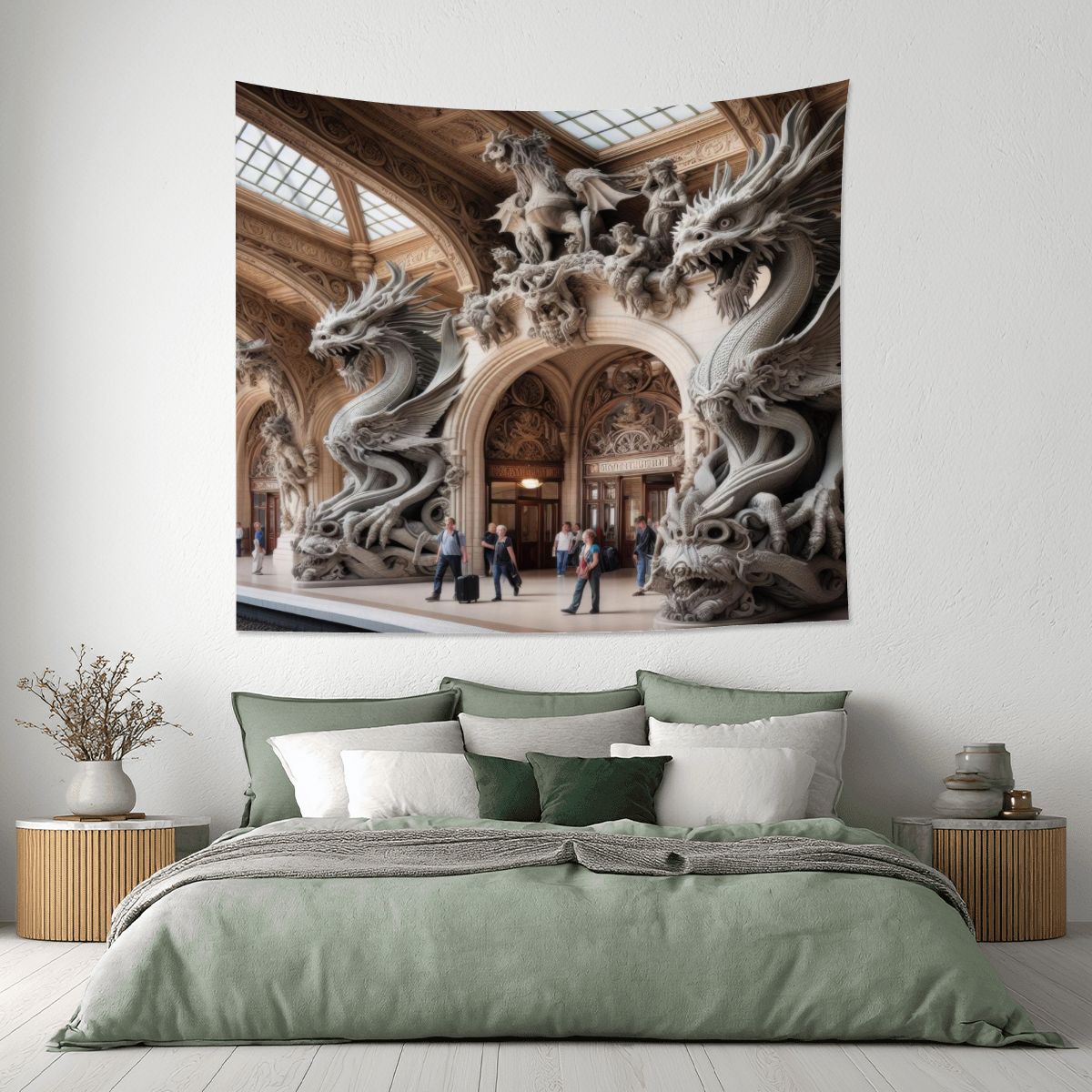 Dragon Central Station Lightweight Wall Tapestry (Fabric Wall Hanging - USA) - Gregg Acini Adoree Designs - Wall Coverings