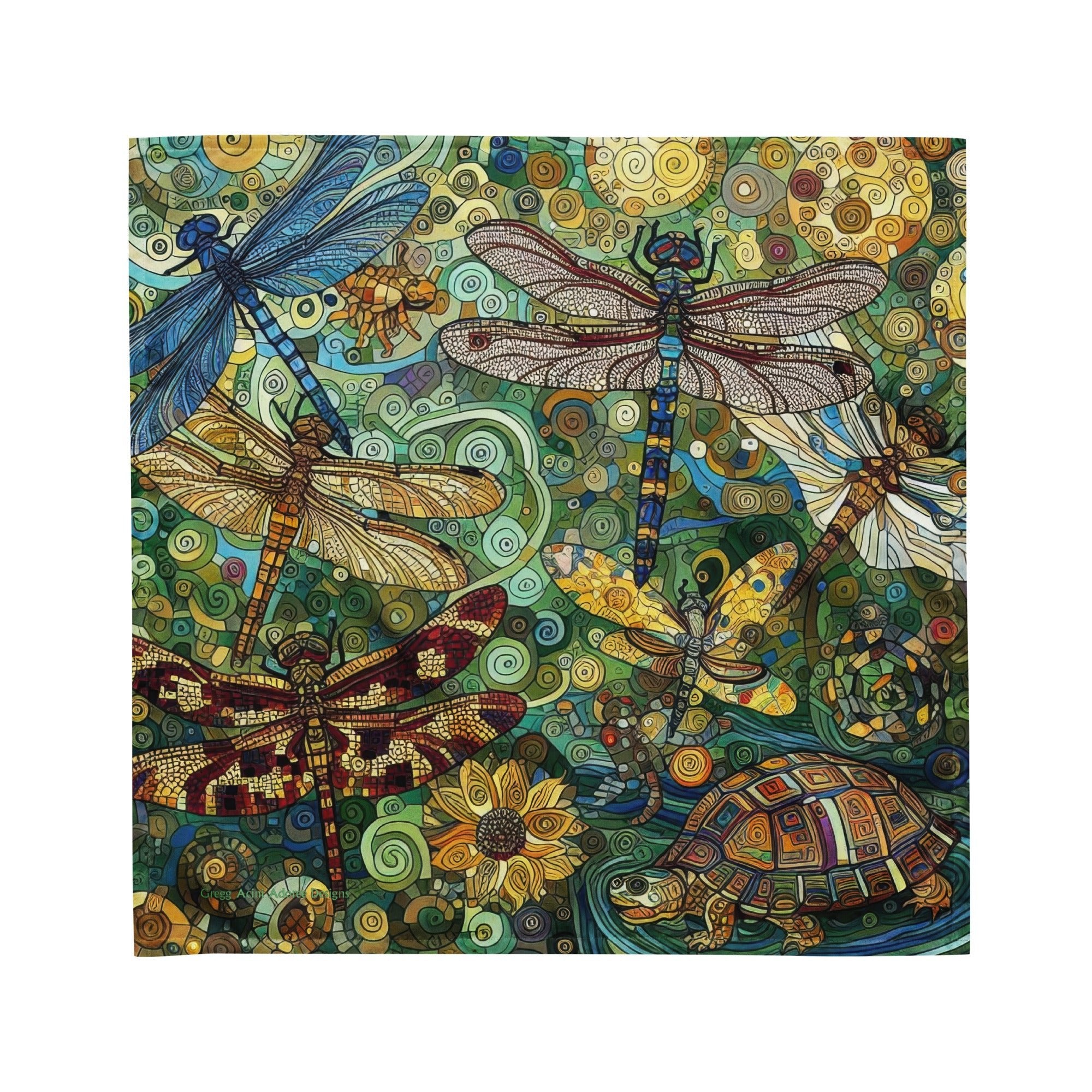 Dragonflies All - over print bandana - Gregg Acini Adoree Designs - Bandana
