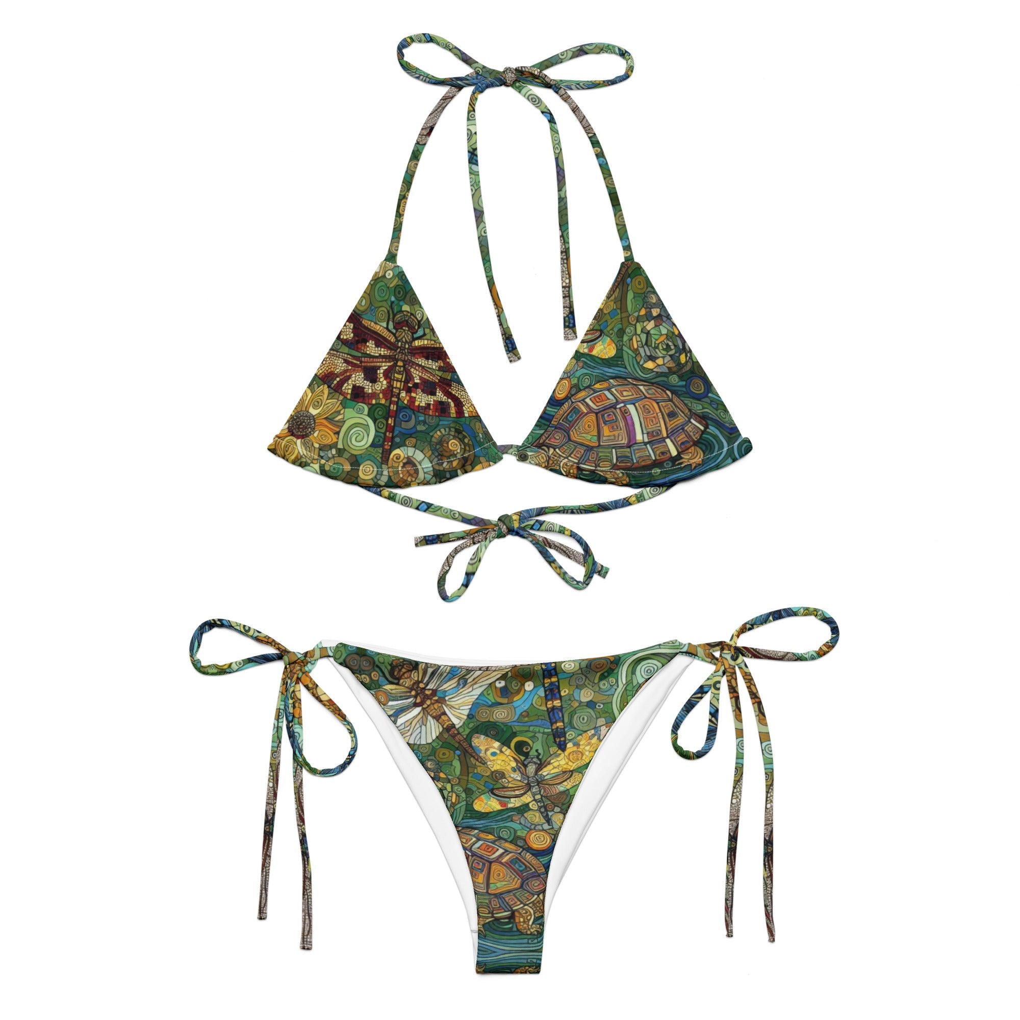 Dragonflies All - over print recycled string bikini - Gregg Acini Adoree Designs - Women's Swimwear
