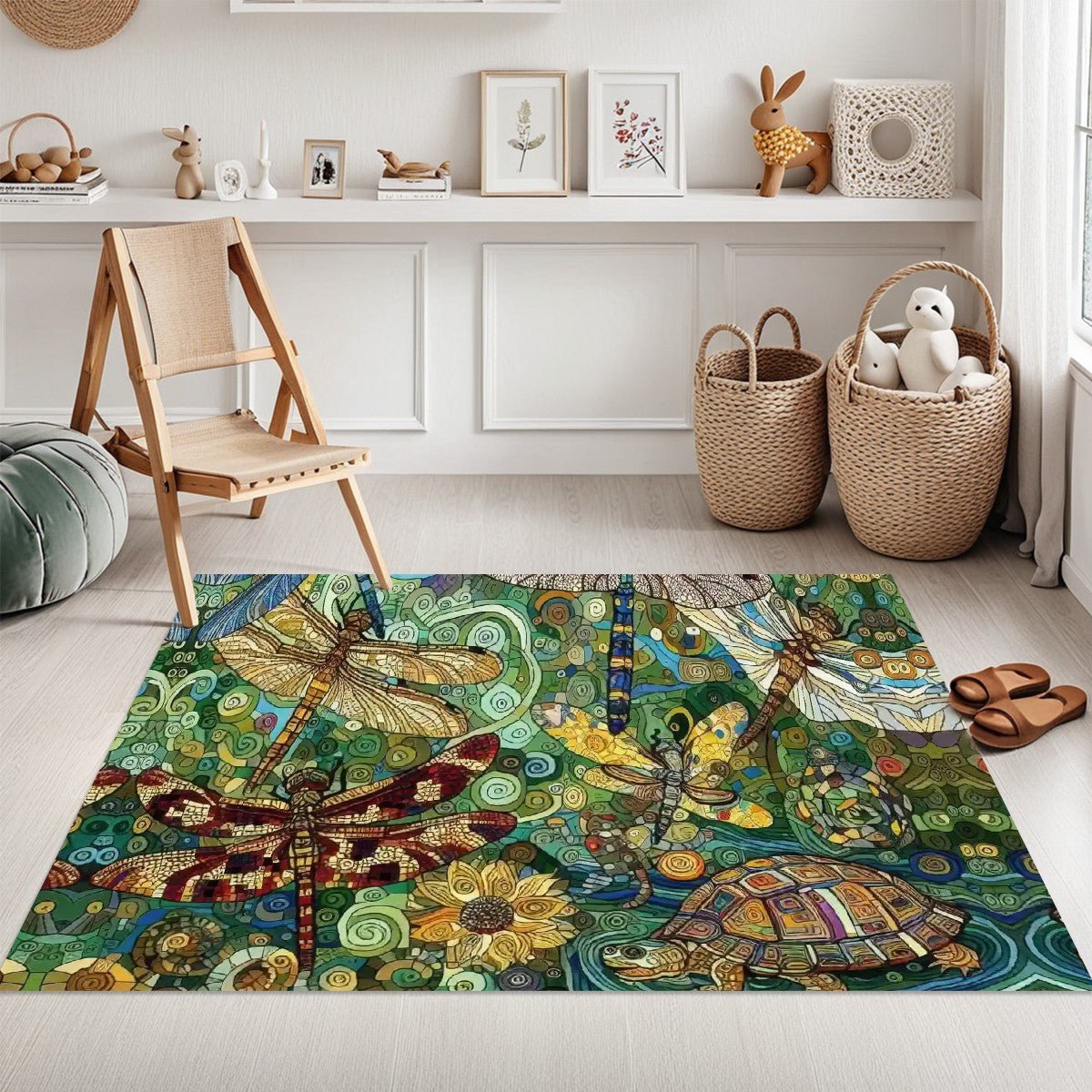 Dragonflies Area Rug without Tassels - Gregg Acini Adoree Designs - Rugs & Mats