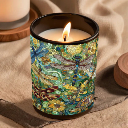 Dragonflies Black Jar Scented Candle (6oz) - Gregg Acini Adoree Designs - Candles