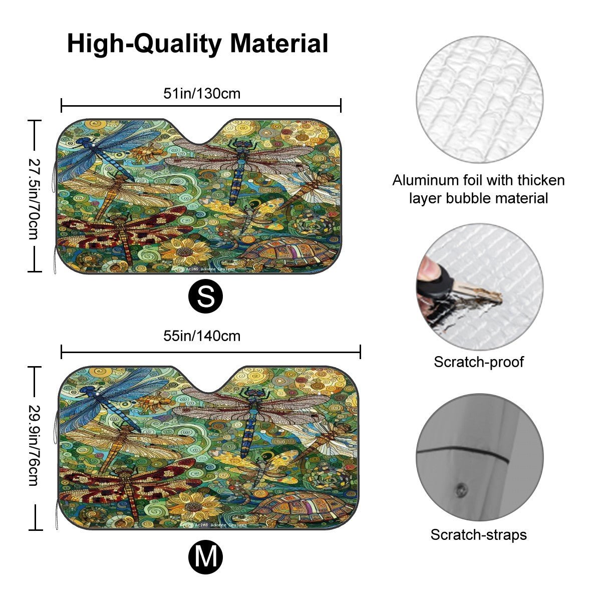 Dragonflies Car Windshield Sun Shade (Stiff Version) - Gregg Acini Adoree Designs - Sun Shade