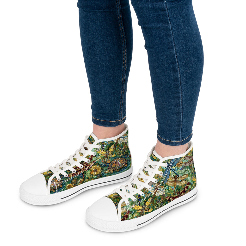 Dragonflies Colorful Nature - Inspired High Top Sneakers for Women - Gregg Acini Adoree Designs - Shoes