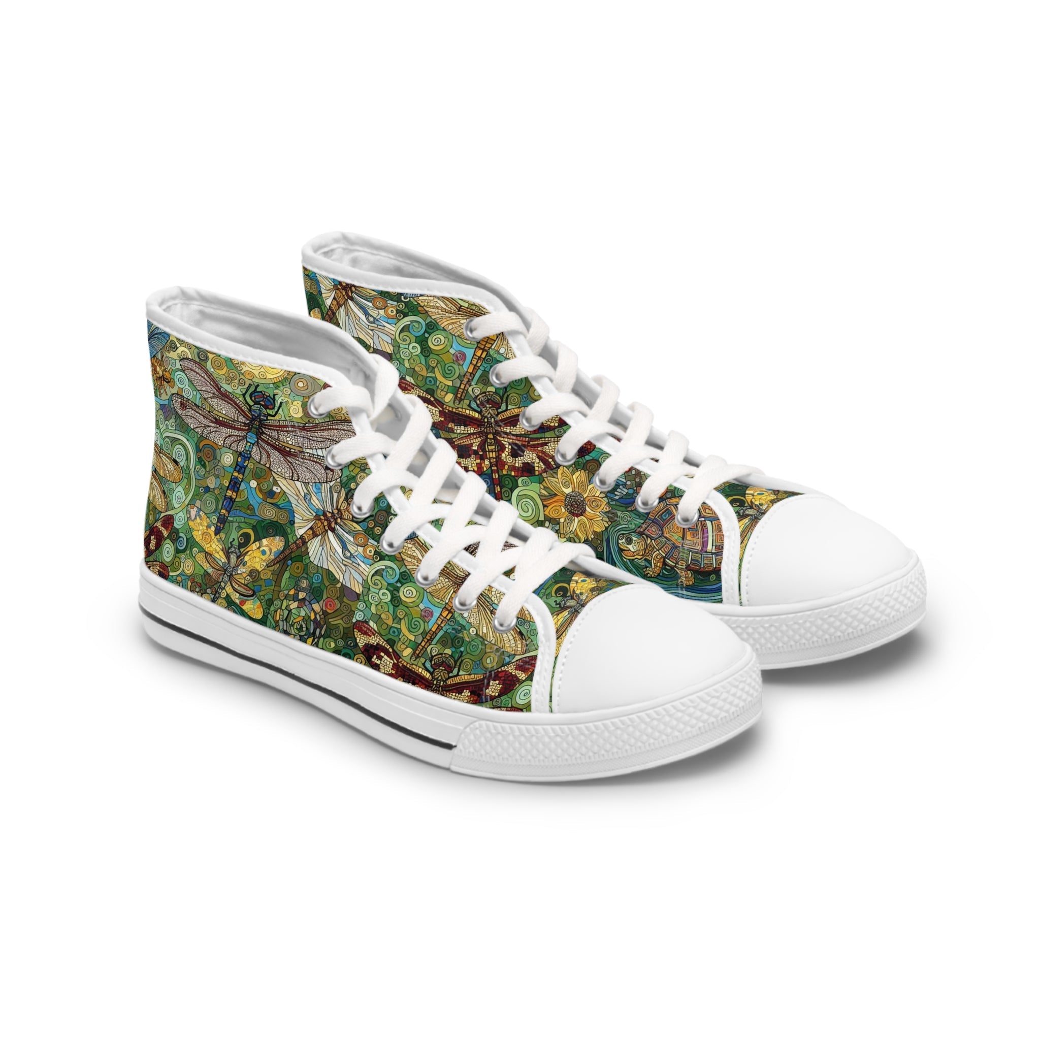 Dragonflies Colorful Nature - Inspired High Top Sneakers for Women - Gregg Acini Adoree Designs - Shoes
