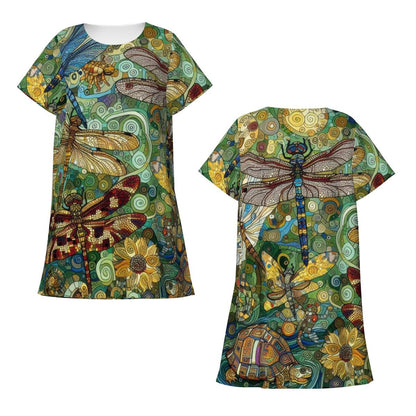 Dragonflies Loose Short - Sleeve Nightgown - Gregg Acini Adoree Designs - Women's Pajamas