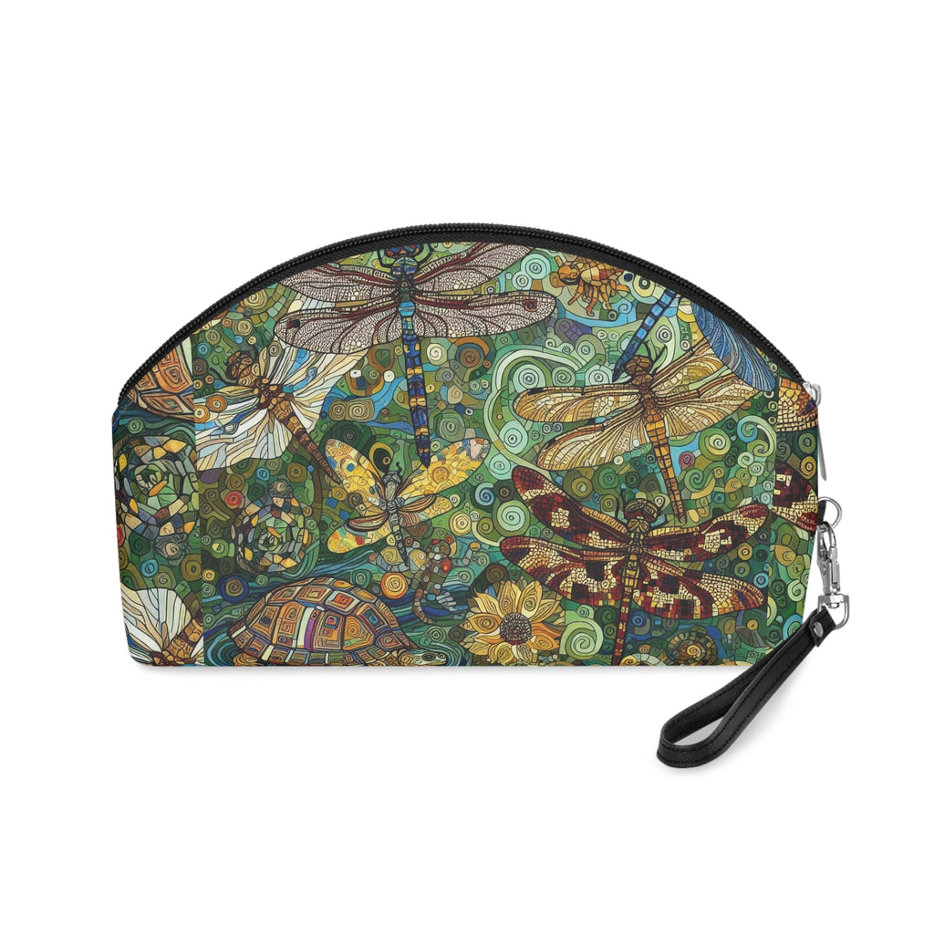 Dragonflies Makeup Bag – Vibrant Floral Cosmetic Pouch for Nature Lovers - Gregg Acini Adoree Designs - Bags