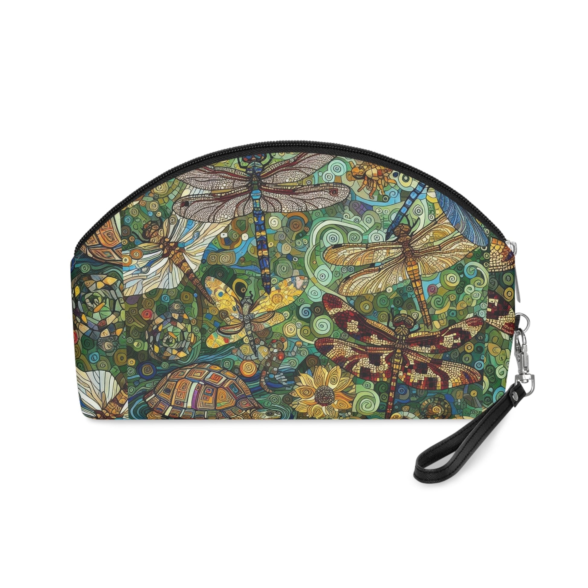 Dragonflies Makeup Bag – Vibrant Floral Cosmetic Pouch for Nature Lovers - Gregg Acini Adoree Designs - Bags