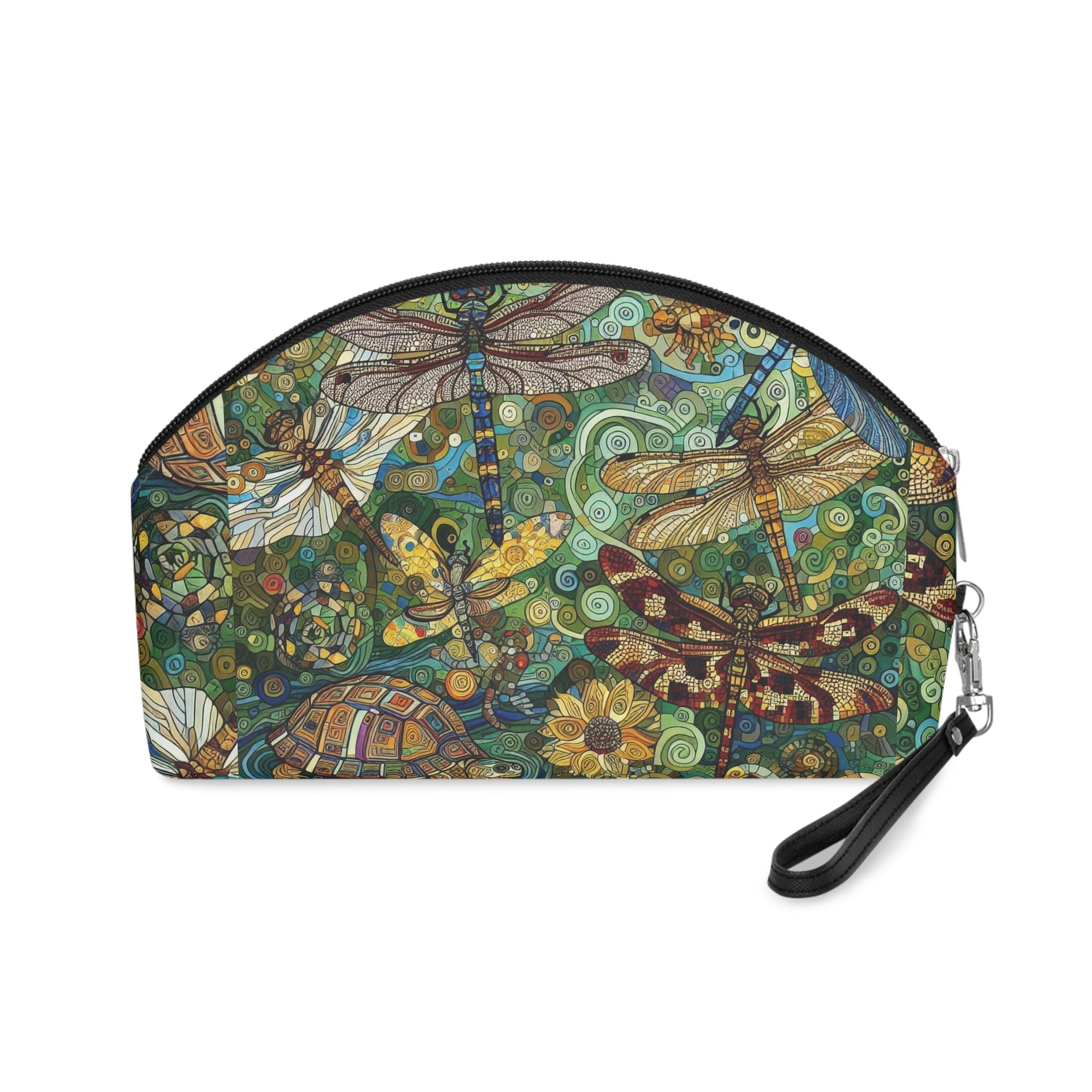 Dragonflies Makeup Bag – Vibrant Floral Cosmetic Pouch for Nature Lovers - Gregg Acini Adoree Designs - Bags