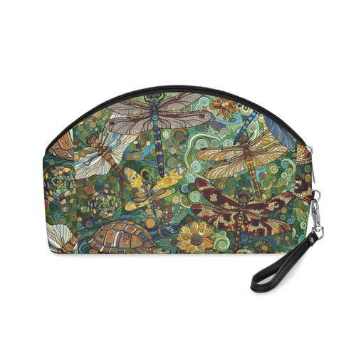 Dragonflies Makeup Bag – Vibrant Floral Cosmetic Pouch for Nature Lovers - Gregg Acini Adoree Designs - Bags