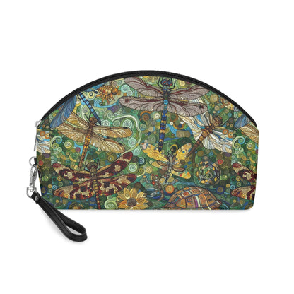 Dragonflies Makeup Bag – Vibrant Floral Cosmetic Pouch for Nature Lovers - Gregg Acini Adoree Designs - Bags